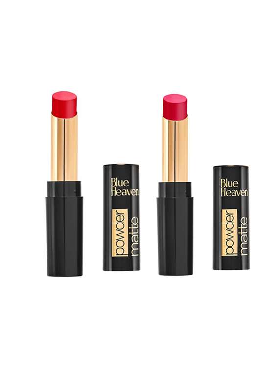 blue heaven combo of 2 powder matte lipsticks (carol touch & ruby glow)