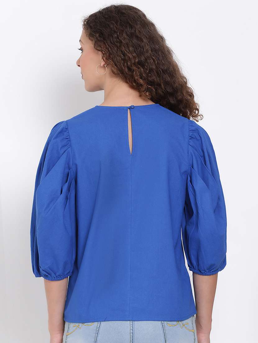 women's straight round neck top - 17655718 - Standard Image - 2