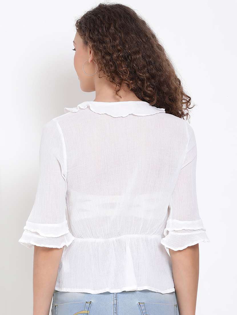 women's straight overlap neck top - 17655747 -  Standard Image - 2