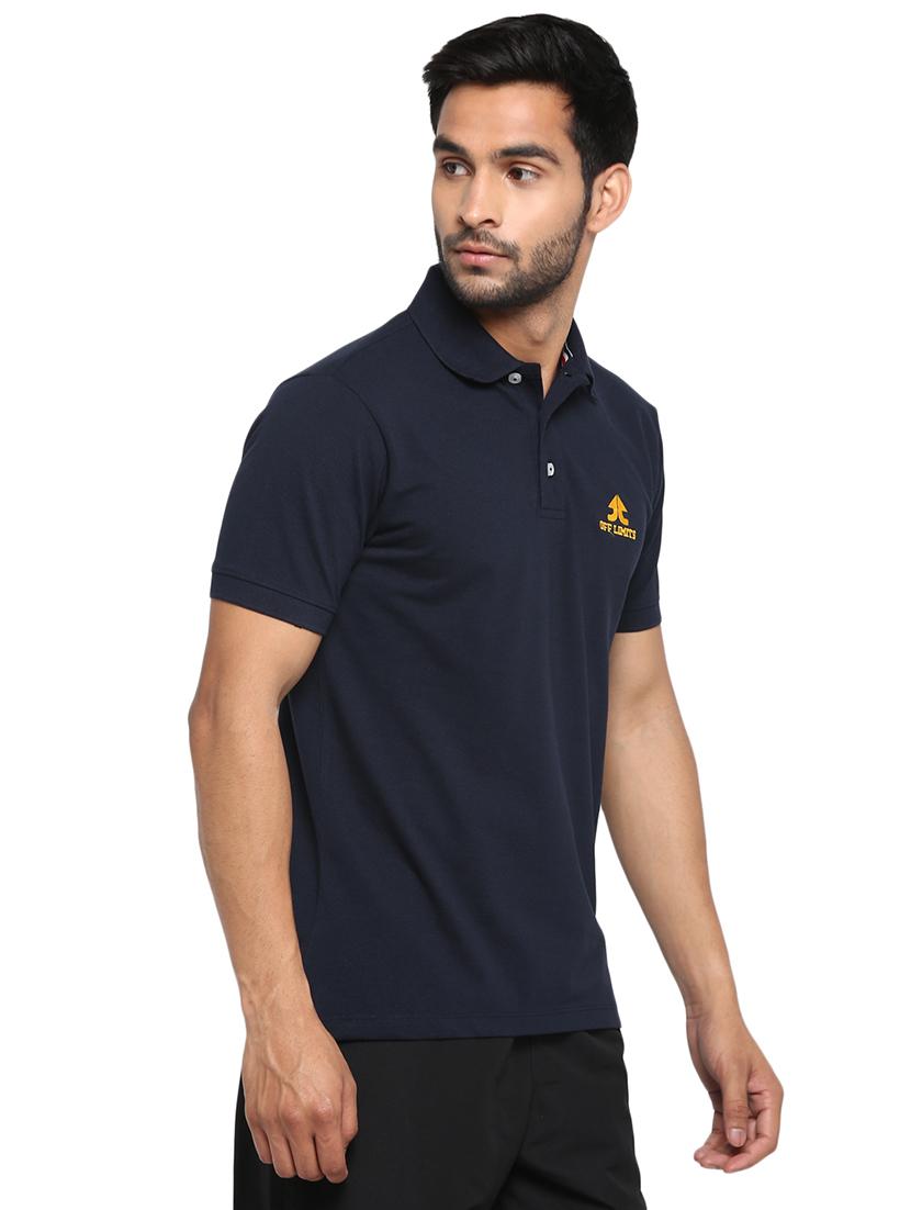 navy blue solid polo t-shirt - 17656963 - Standard Image - 2