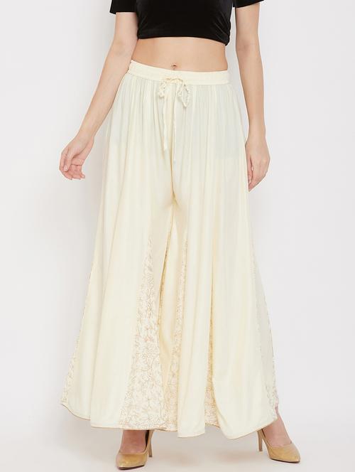 off-white printed flared palazzo - 17656980 -  Standard Image - 0