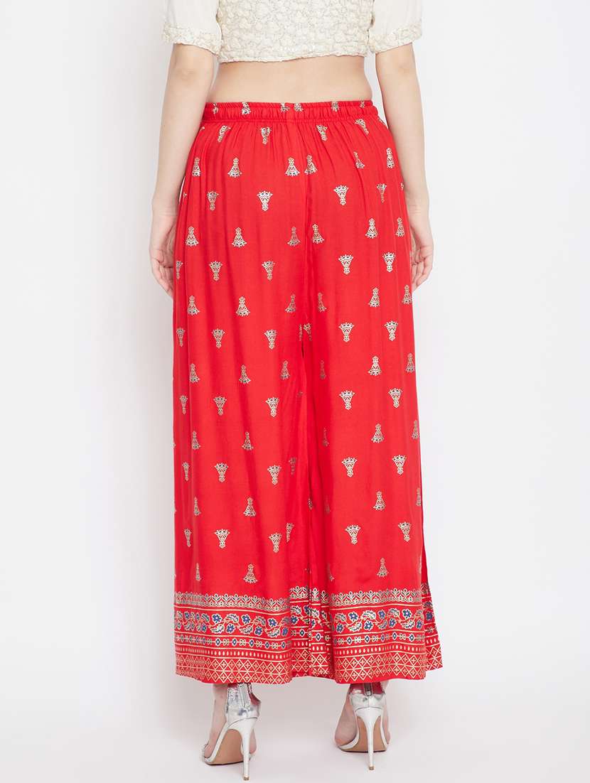 red rayon flared palazzo - 17656998 -  Standard Image - 2