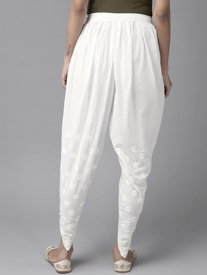 ada hand-embroidered white chikankari dhoti salwar - 17659175 - Standard Image - 2