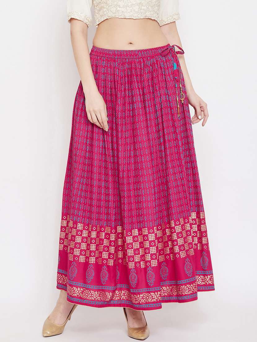 magenta rayon flared skirt - 17659206 - Zoom Image - 0