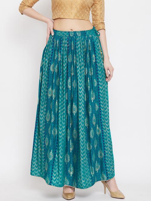 blue rayon flared skirt - 17659211 -  Standard Image - 0