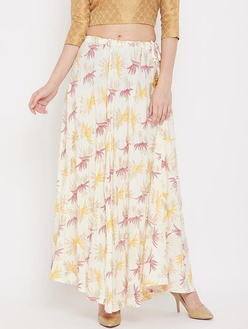 offwhite rayon flared skirt - 17659241 -  Standard Image - 0