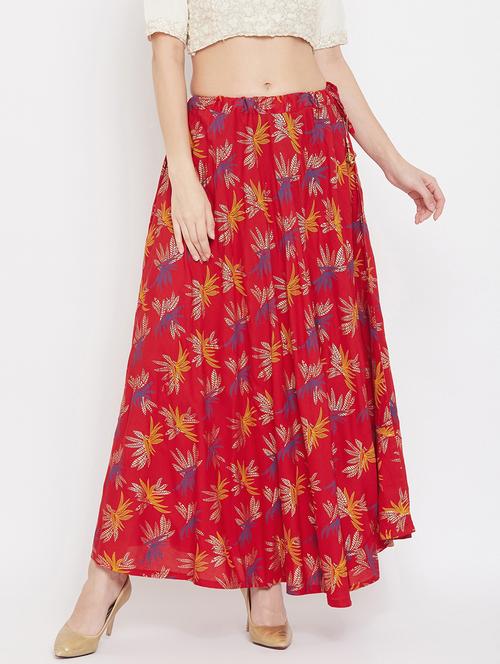 red rayon flared skirt - 17659245 -  Standard Image - 0