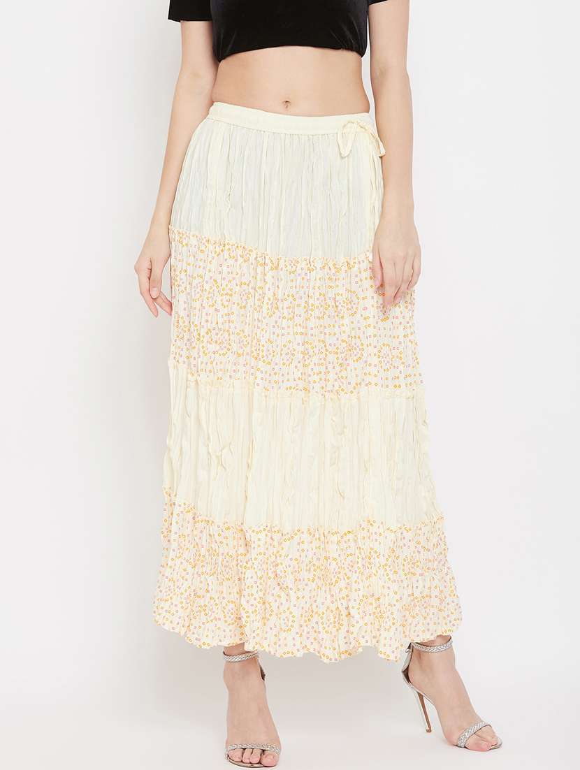 offwhite rayon flared skirt