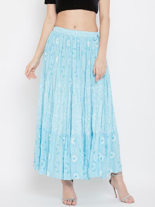 light blue rayon flared skirt - 17659268 - Standard Image - 0