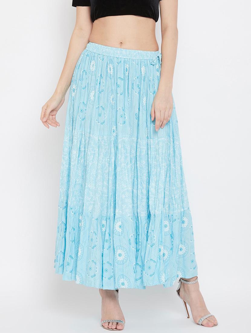 light blue rayon flared skirt - 17659268 - Zoom Image - 0