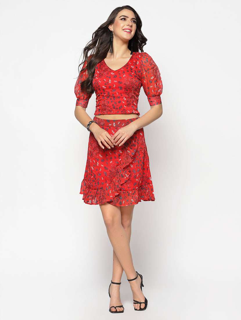 floral top with skirt set 
