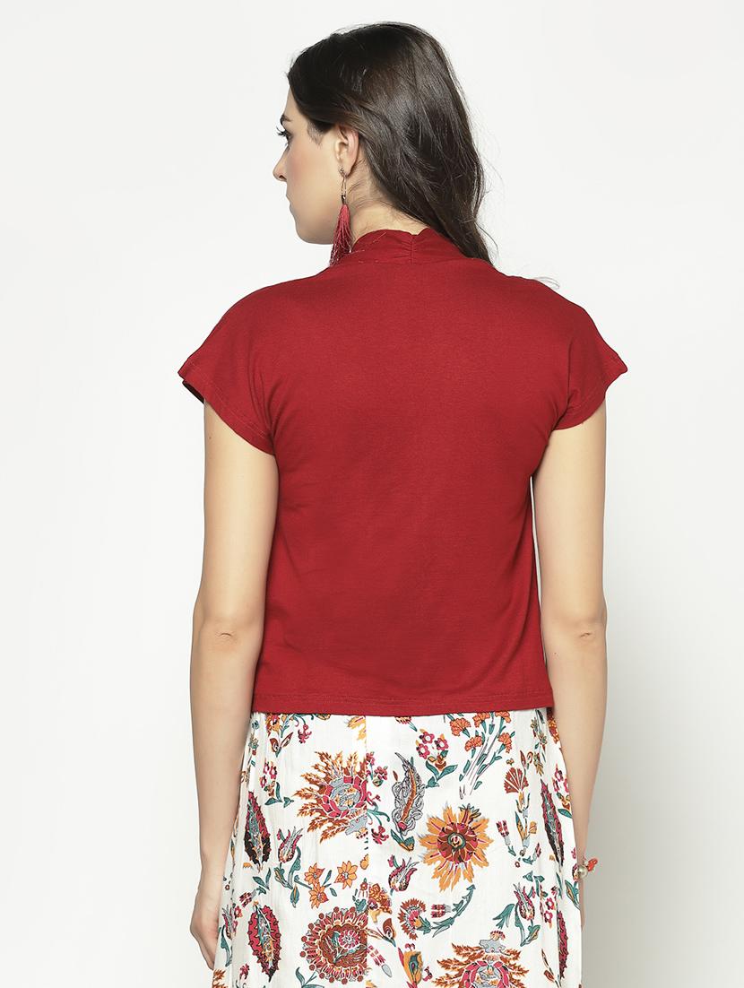 v neck solid top - 17661292 - Standard Image - 2