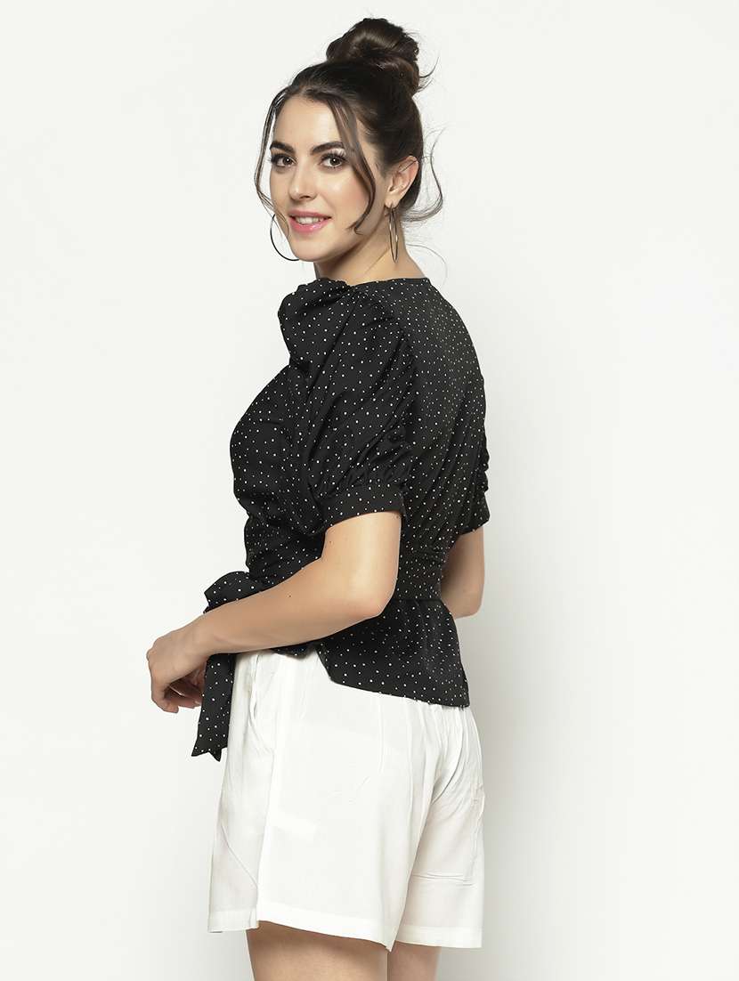 women's wrap overlap neck top - 17661294 - Standard Image - 2