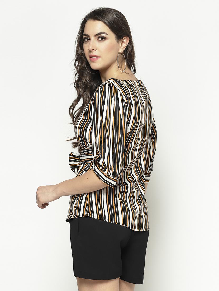 tie front striped top - 17661295 - Standard Image - 2