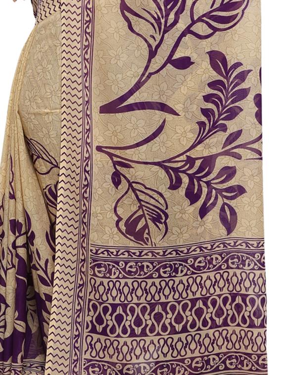 purple printed saree with blouse - 17661545 - Standard Image - 2
