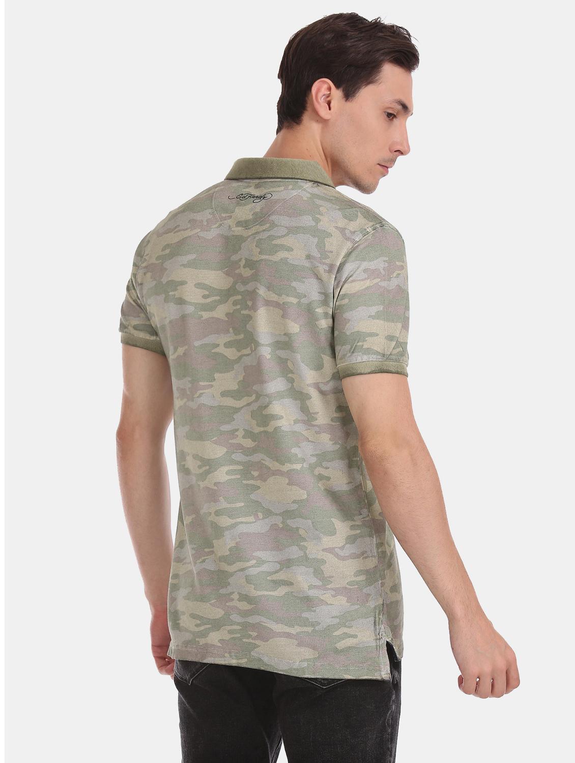 olive green camouflage polo t-shirt - 17662617 - Standard Image - 2
