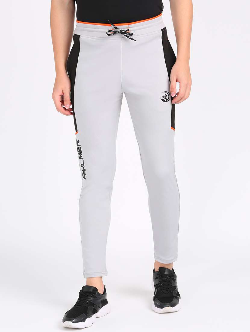 grey side striped full length track pant