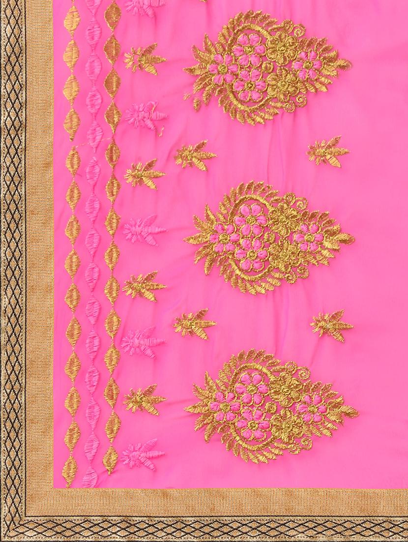 pink embroidered saree with blouse - 17664514 - Standard Image - 2