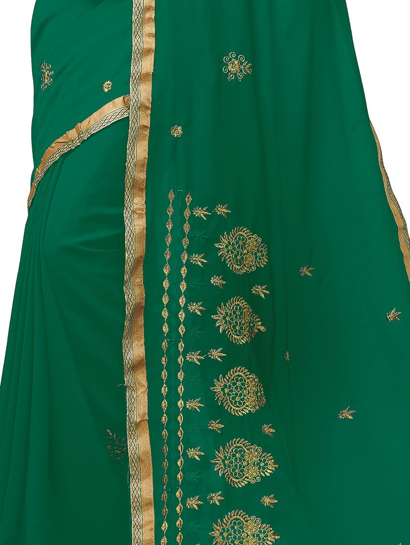 indigo georgette embroidered saree with blouse - 17664519 - Standard Image - 2