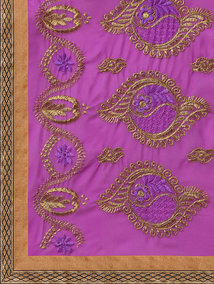 purple georgette embroidered saree with blouse - 17664525 -  Standard Image - 2