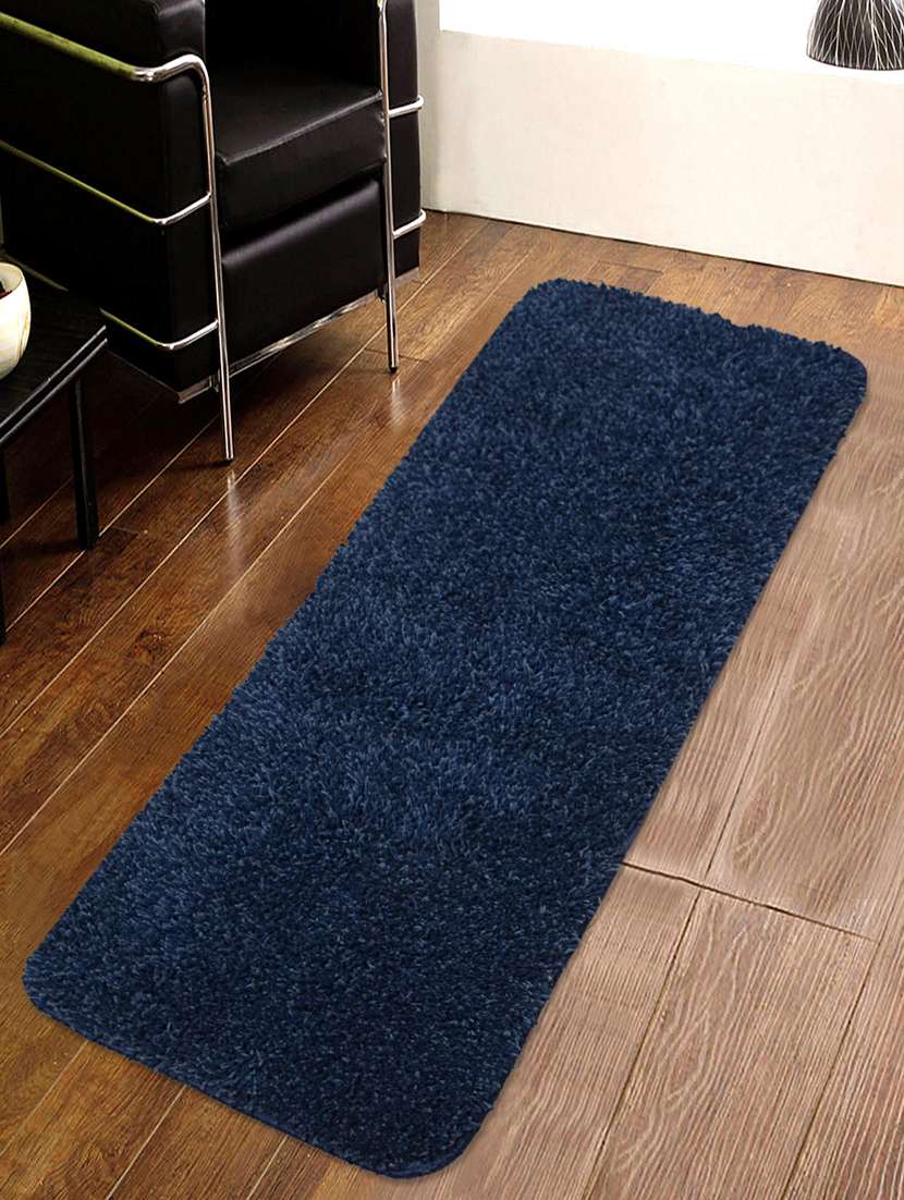 saral home blue soft shaggy runner (45x120 cm)