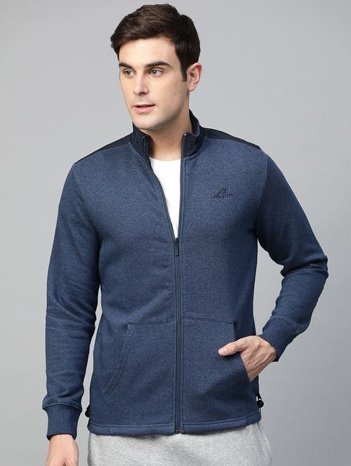 navy blue solid casual jacket - 17665209 - Standard Image - 0