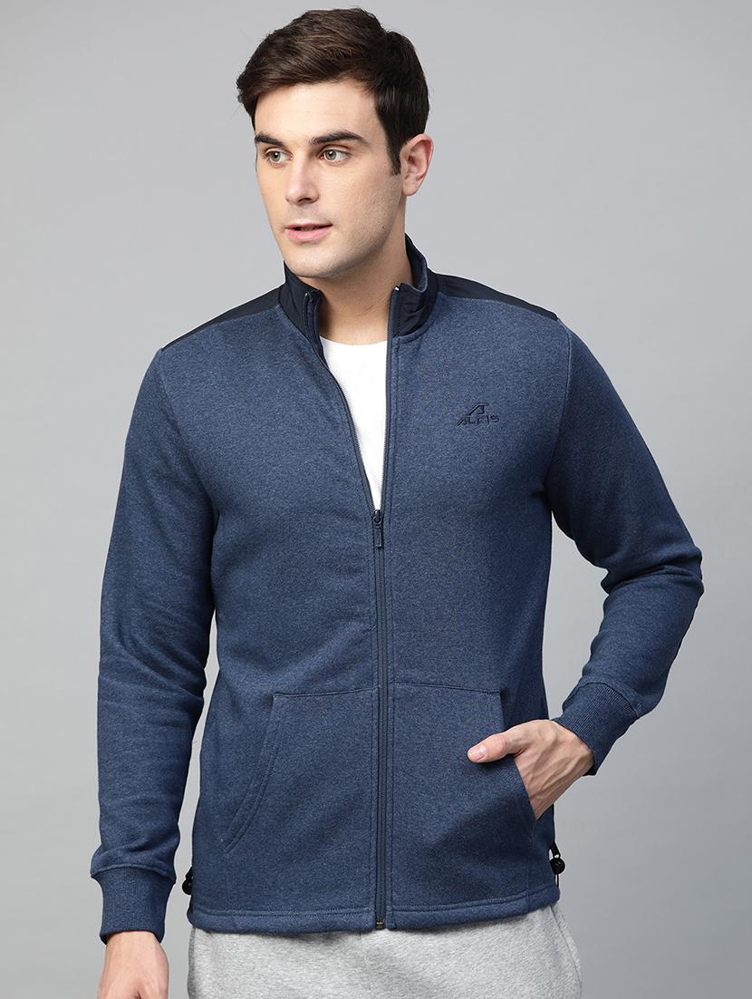 navy blue solid casual jacket - 17665209 - Zoom Image - 0