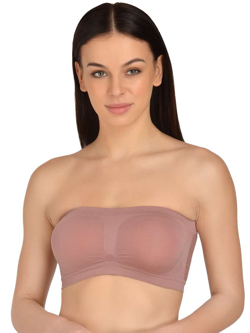 pink solid tube bra