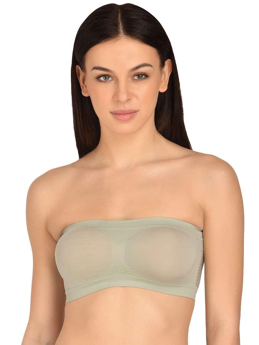 grey solid tube bra