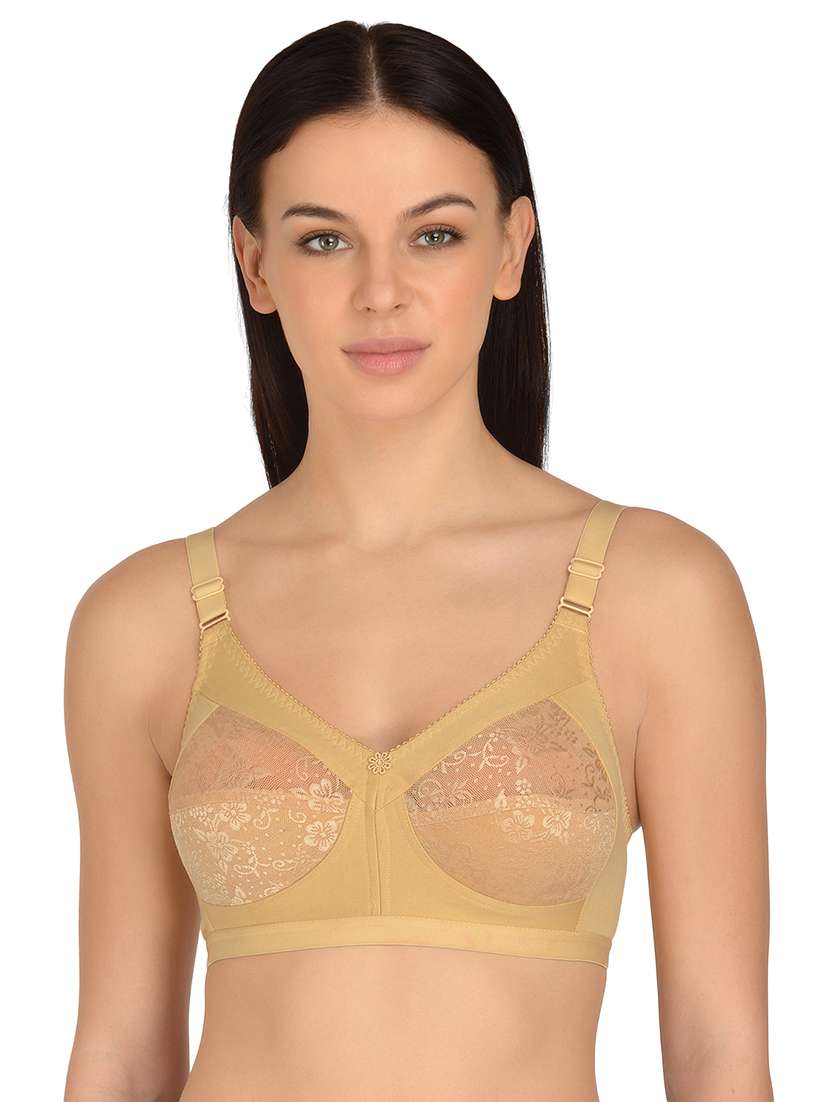 beige cotton minimizer bra