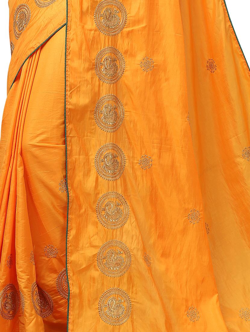 orange embroidered saree with blouse - 17665935 - Standard Image - 2