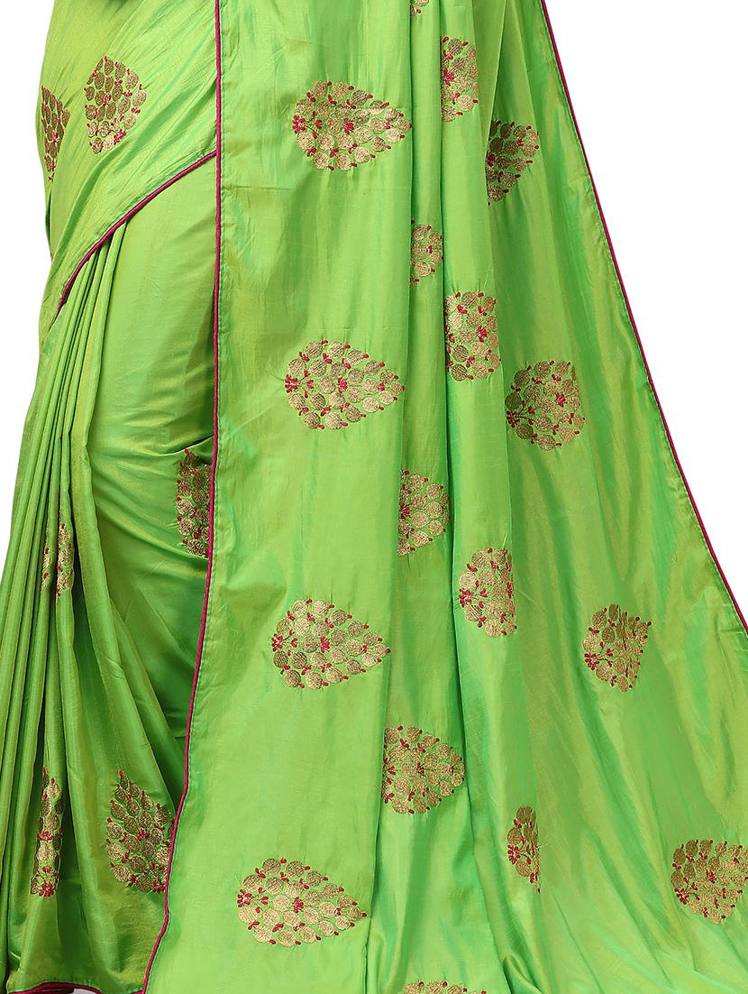 ethnic motifs embroidered saree with blouse - 17665946 - Standard Image - 2
