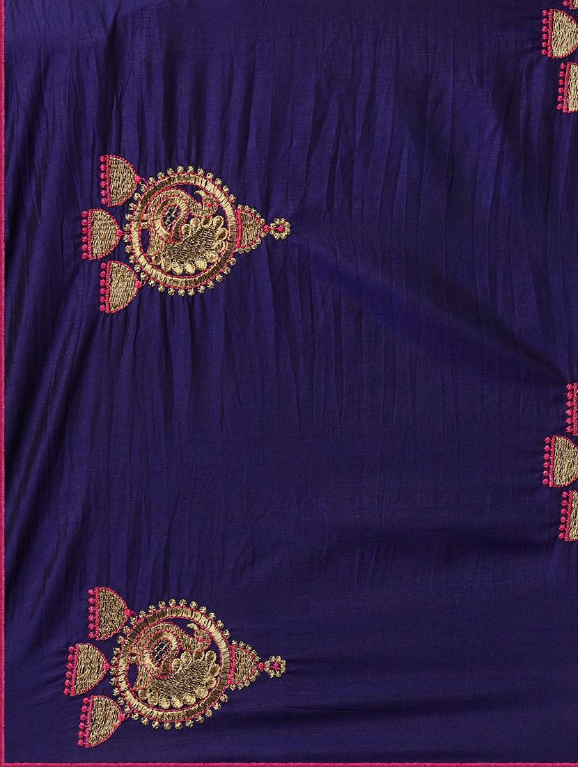 ethnic motifs embroidered saree with blouse - 17665957 - Standard Image - 2
