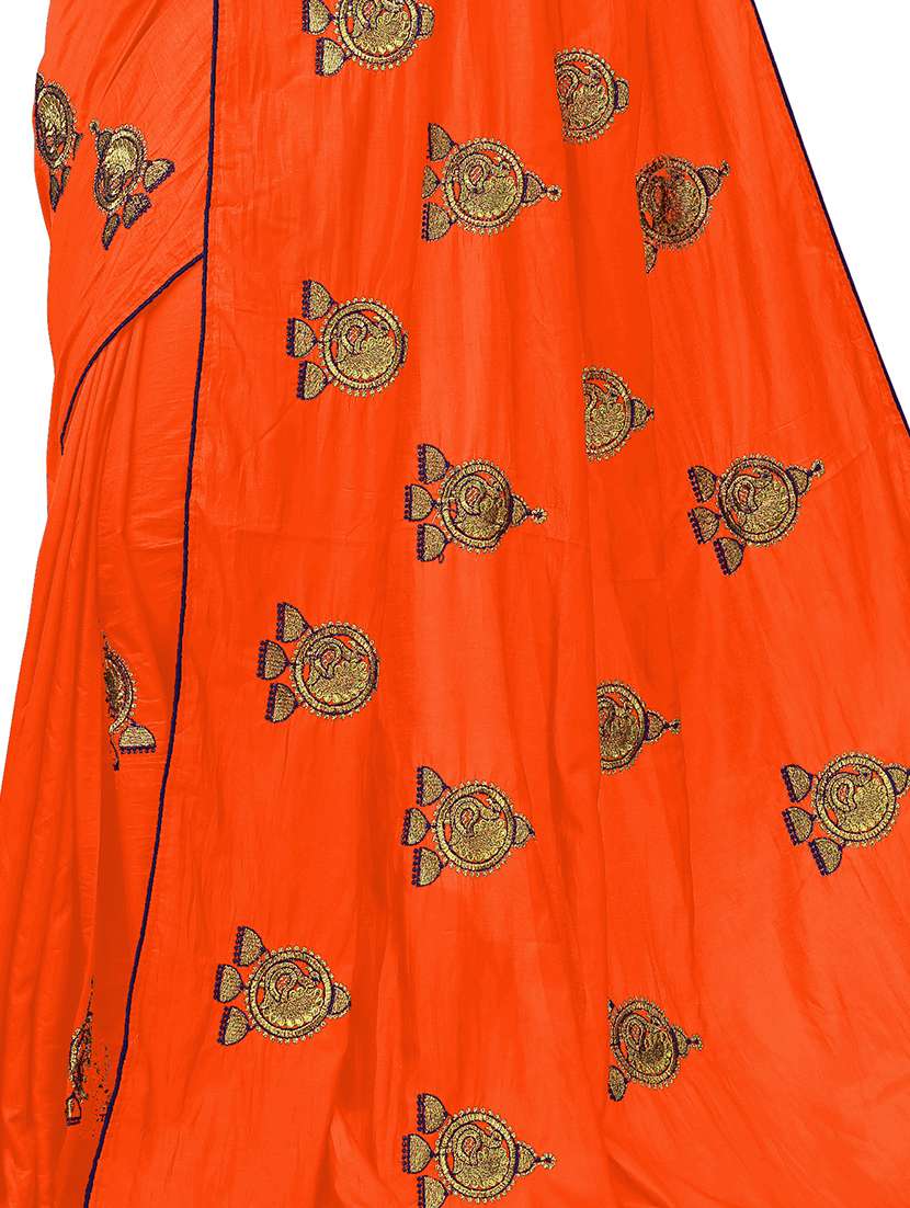 ethnic motifs embroidered saree with blouse - 17665964 -  Standard Image - 2