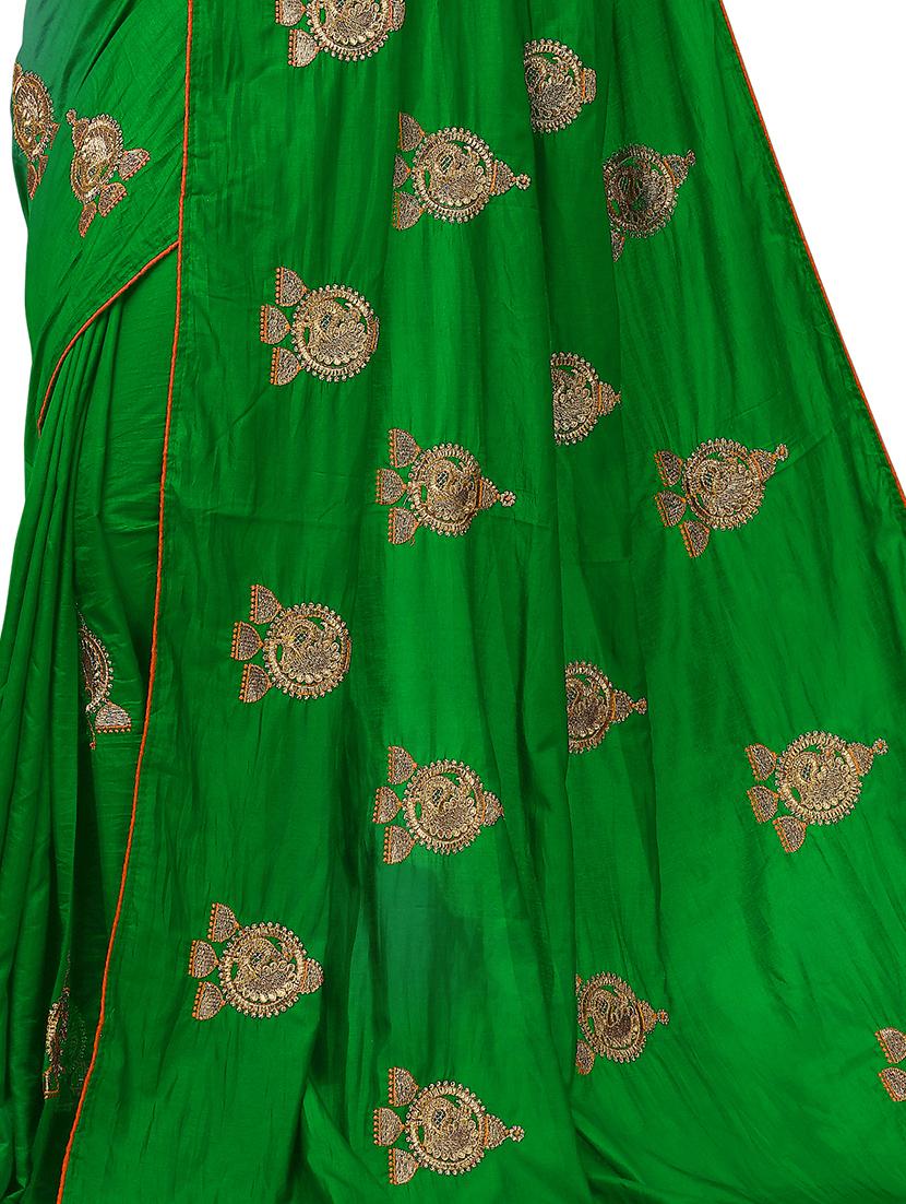 ethnic motifs embroidered saree with blouse - 17665967 - Standard Image - 2