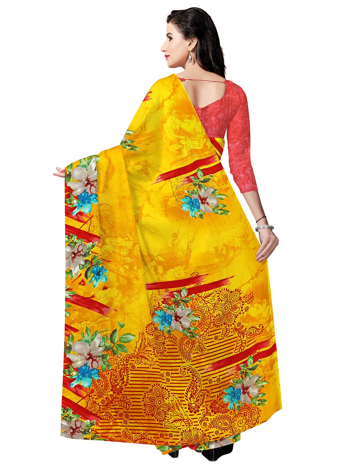 floral printed saree with blouse - 17665968 - Standard Image - 2
