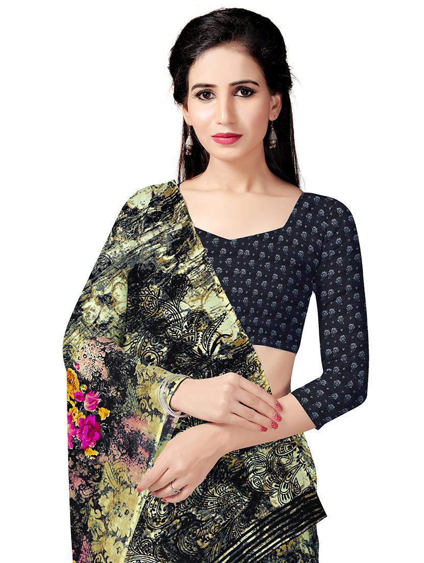 floral printed saree with blouse - 17665970 - Standard Image - 2