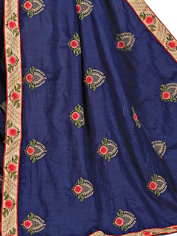 lace bordered embroidered saree - 17666031 - Standard Image - 2