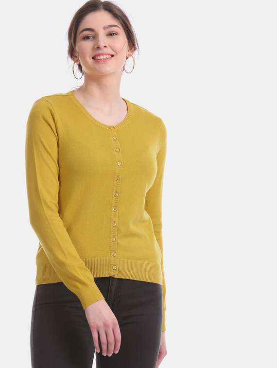 yellow cotton cardigan