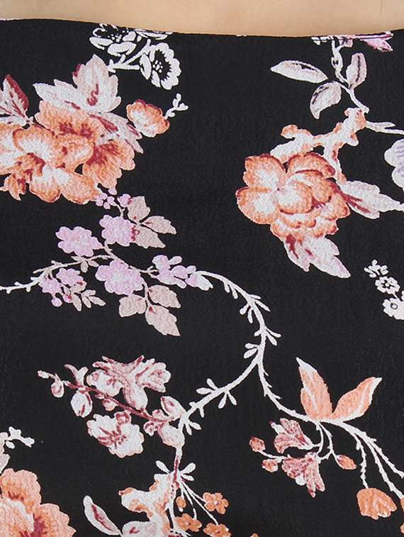 Boat Neck Floral A Line Dress