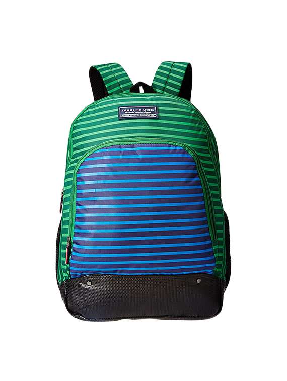green polyester backpack