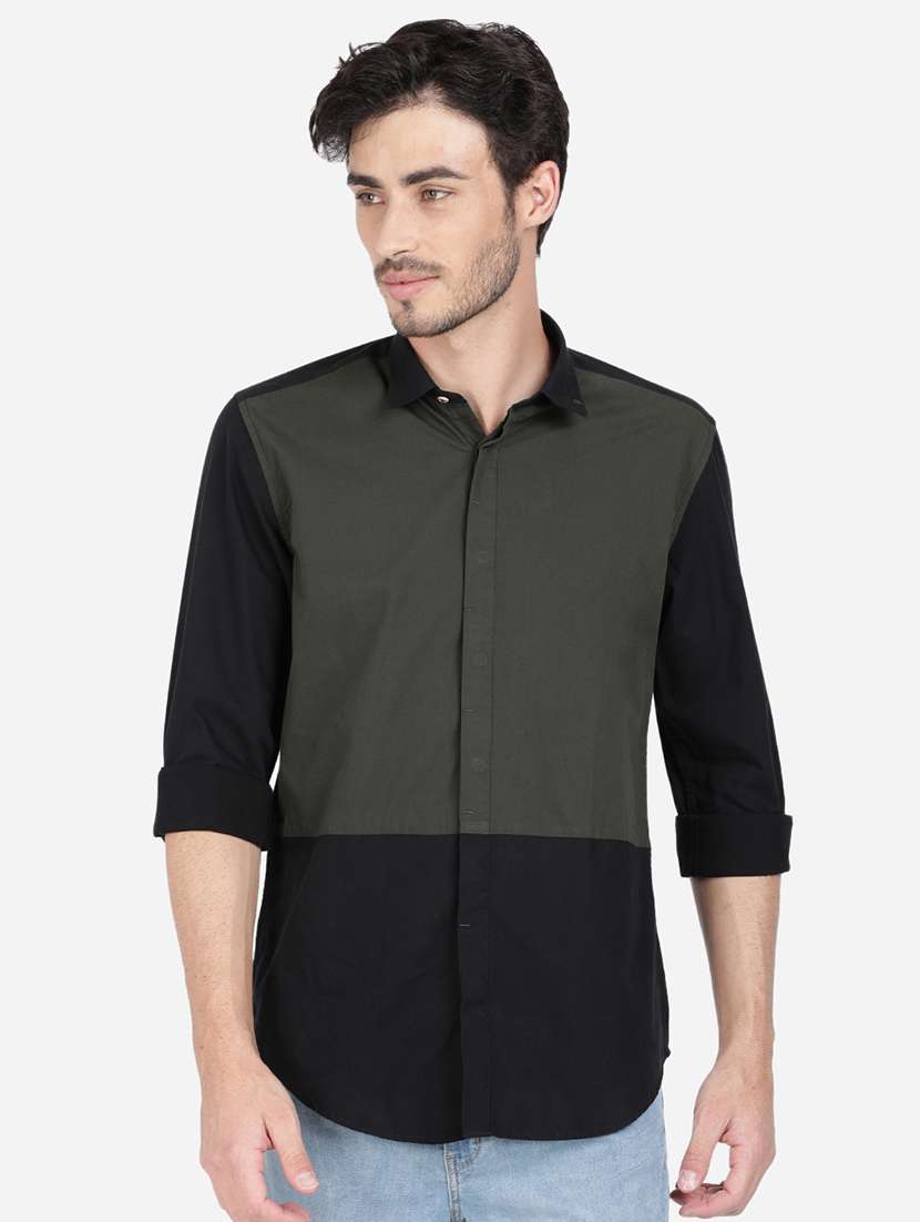 black color block casual shirt