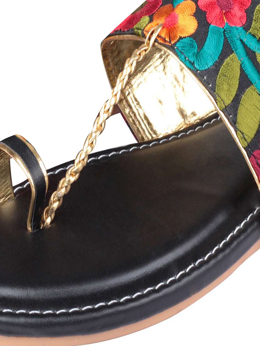 black leatherette ethnic kolhapuris - 17669089 -  Standard Image - 7
