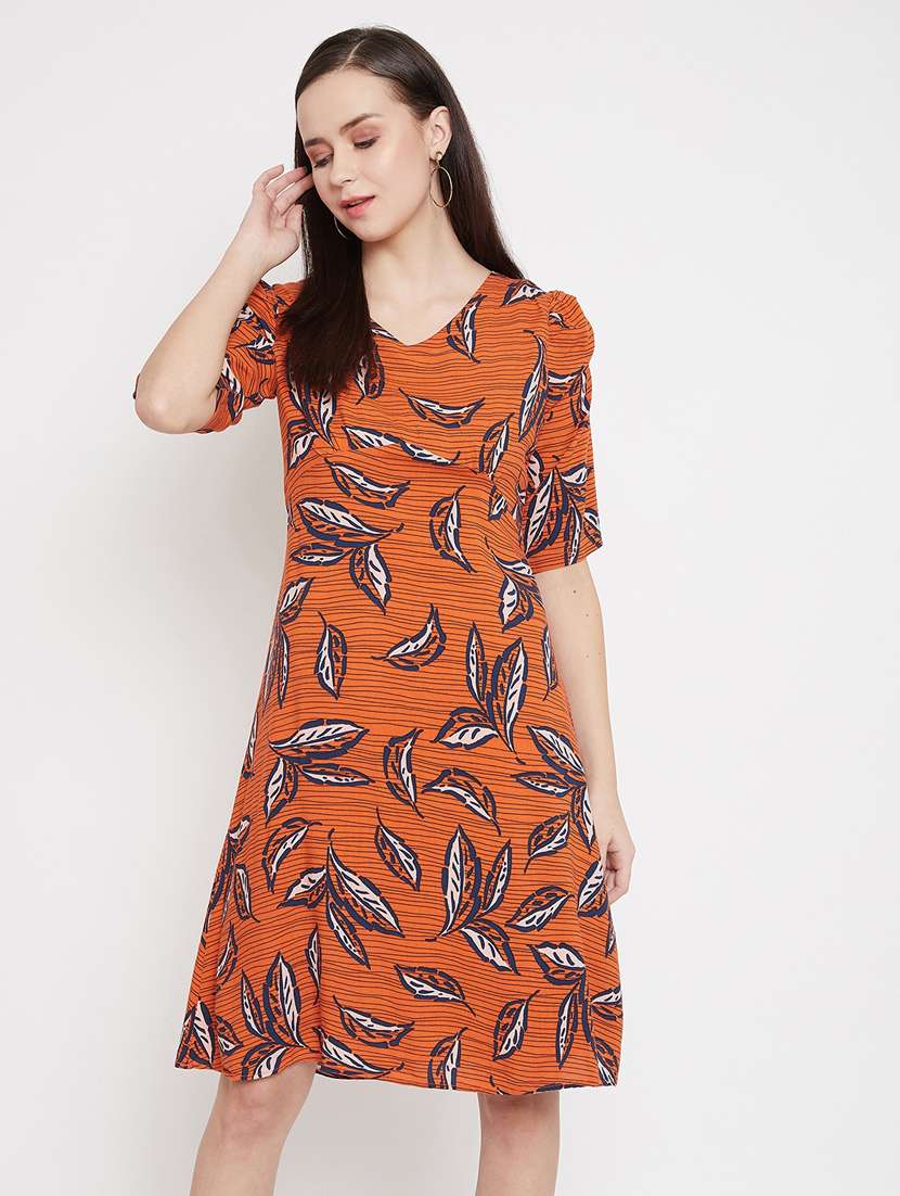 women's  leaf print dress