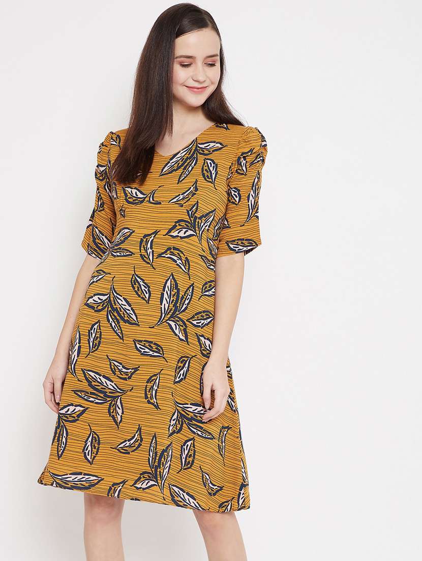 women's  leaf print dress