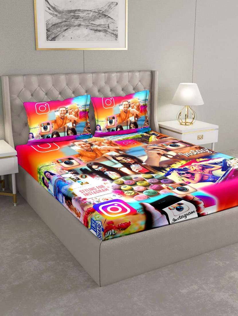 triton double bedshseet set king size cotton multi colour