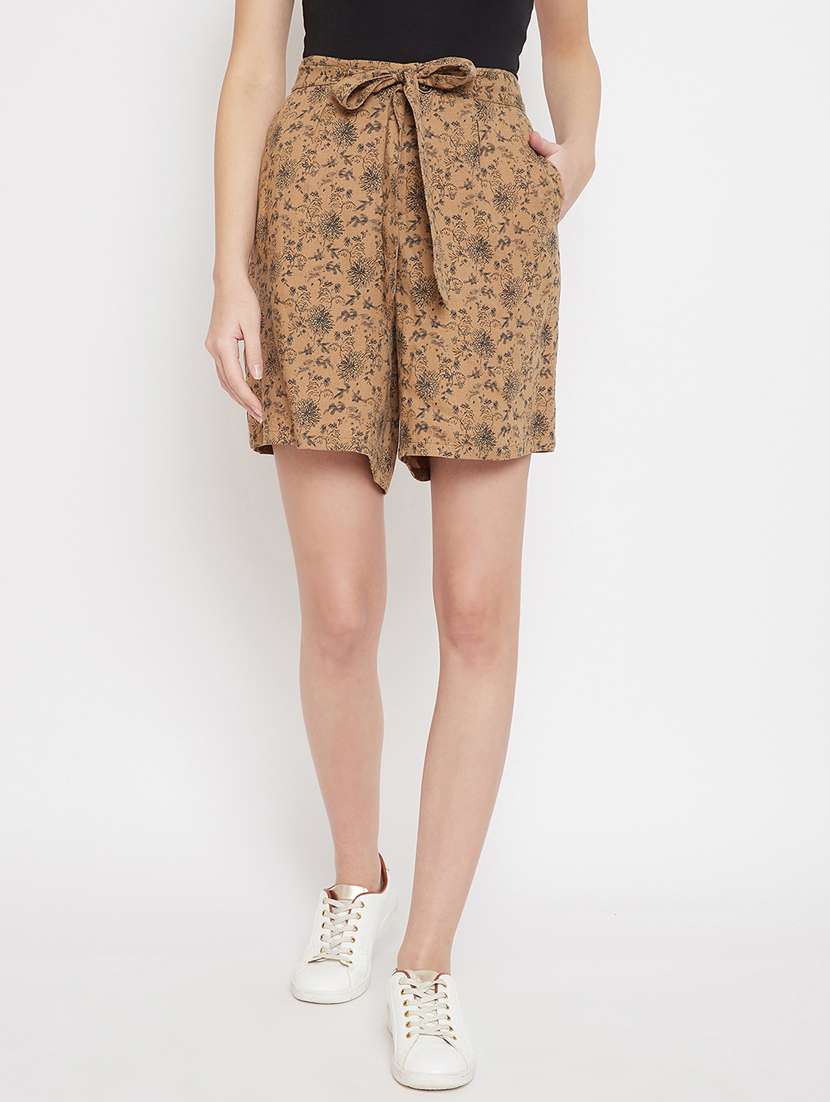 tie front floral shorts 