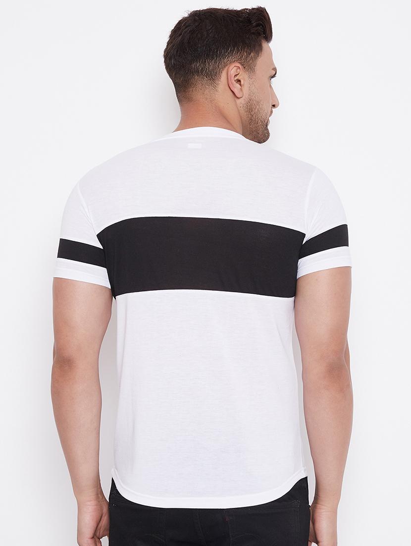 white color block cut & sew t-shirt - 17669494 - Standard Image - 2