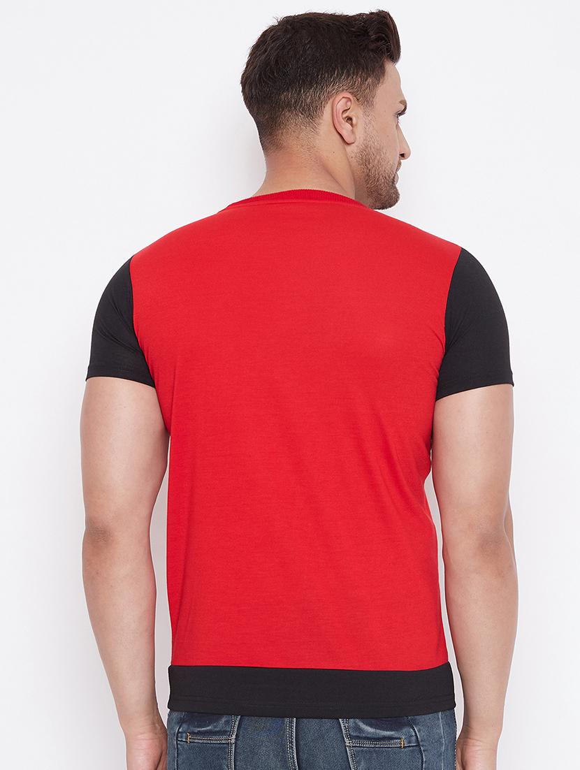red color block cut & sew t-shirt - 17669502 - Standard Image - 2