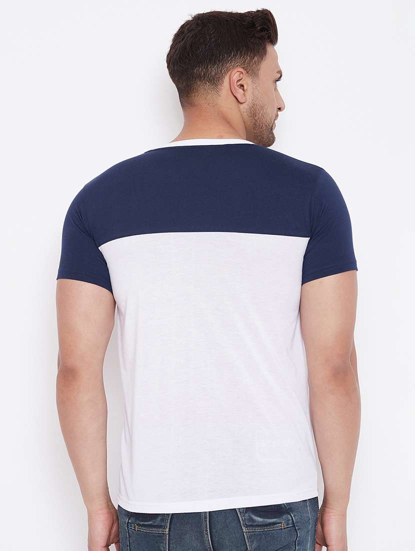 white color block cut & sew t-shirt - 17669504 -  Standard Image - 2